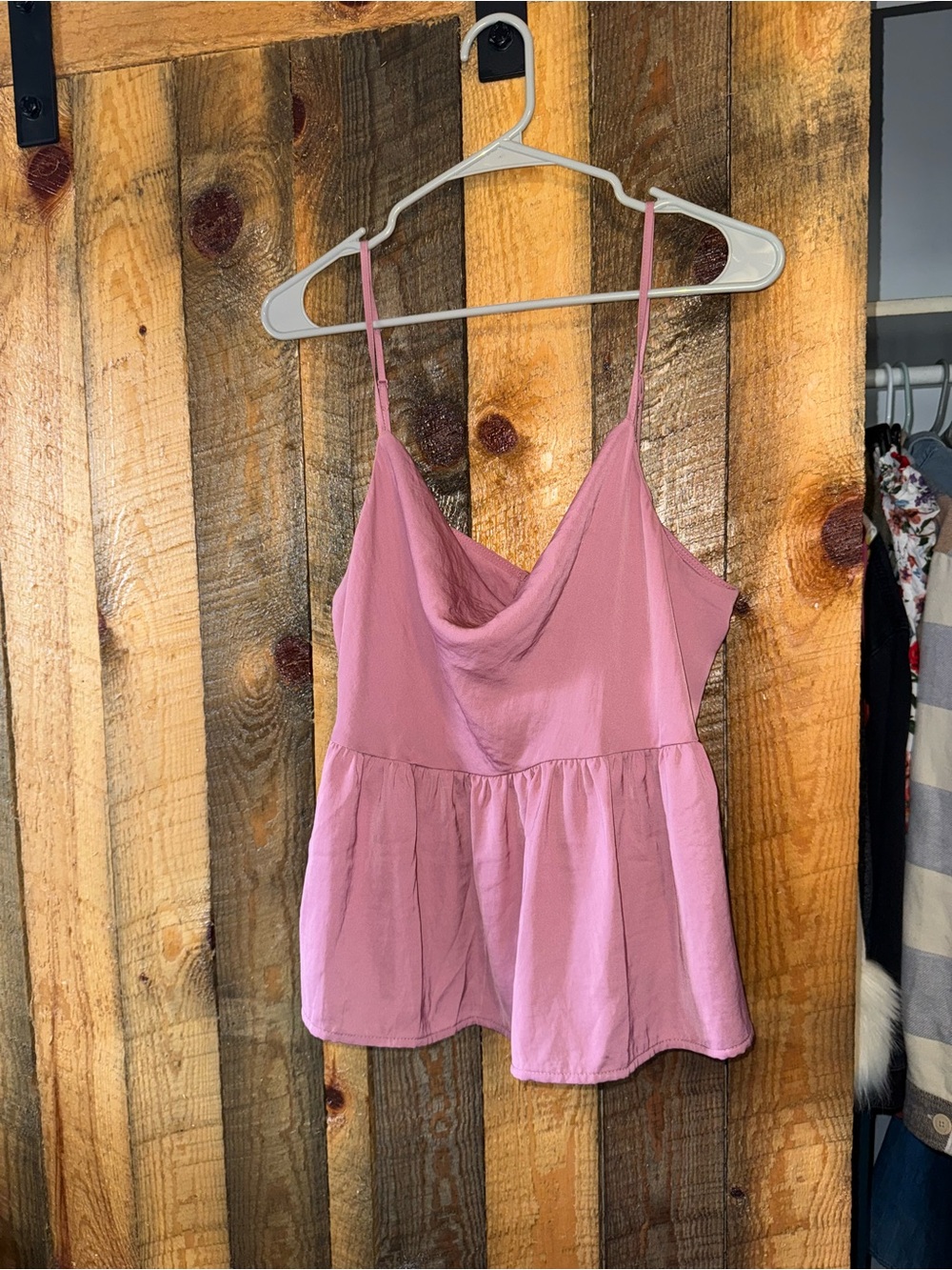 American Eagle Outfitters Pink Draped Peplum Cami Tank